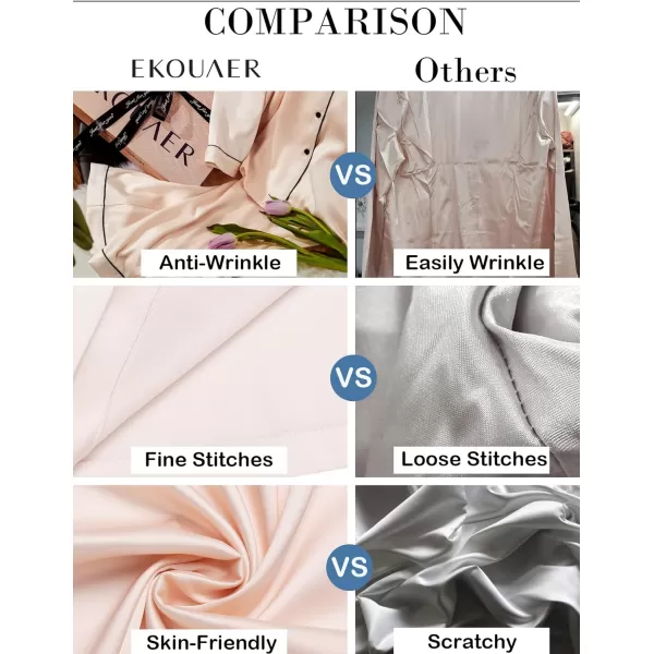 Ekouaer Silk Pajamas Womens Long Sleeve Sleepwear Satin Soft Button Down Loungewear Pjs Set SXXLBlue Green