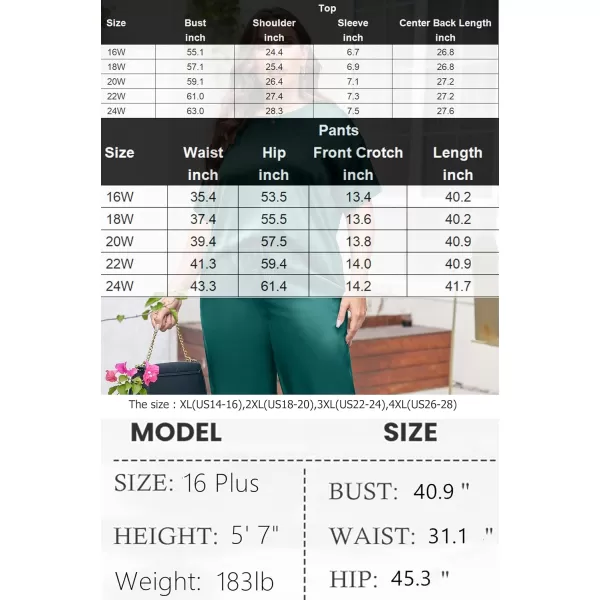 Ekouaer Silk Pajamas Womens Short Sleeve Sleepwear Soft Satin Long Pant Set Loungewear 2 Piece Print Pjs SetPlus Size Green