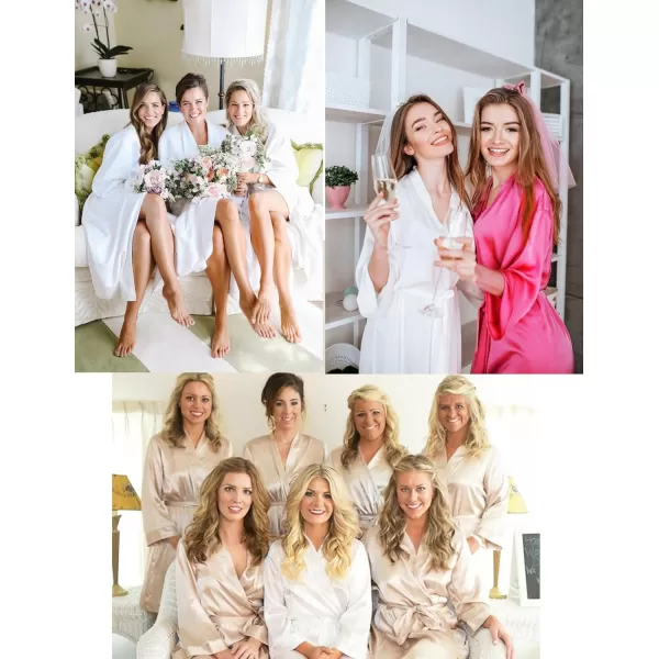 Ekouaer Silk Robes for Women Long Satin Bride Bridesmaid Wedding Party Robes Lightweight Sexy Sleepwear with PocketsWhite