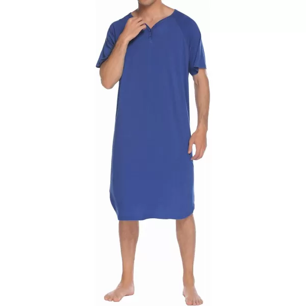 Ekouaer Sleepwear Mens Nightshirt Short Sleeve Pajamas Comfy Big amp Tall Henley Sleep Shirt MXXXLNavy Blue