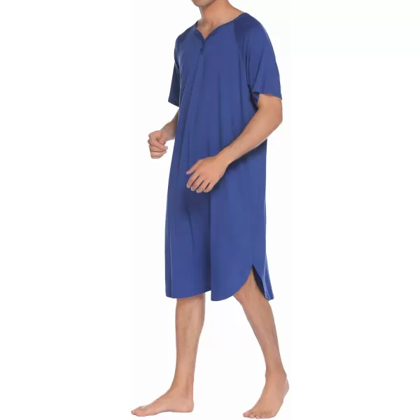 Ekouaer Sleepwear Mens Nightshirt Short Sleeve Pajamas Comfy Big amp Tall Henley Sleep Shirt MXXXLNavy Blue