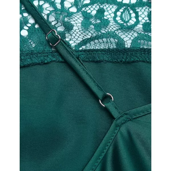 Ekouaer Sleepwear Sexy Lingerie Nightgown Lace Chemise Satin Slip Silk Negligee Nightie Bridal Babydoll for Women2green