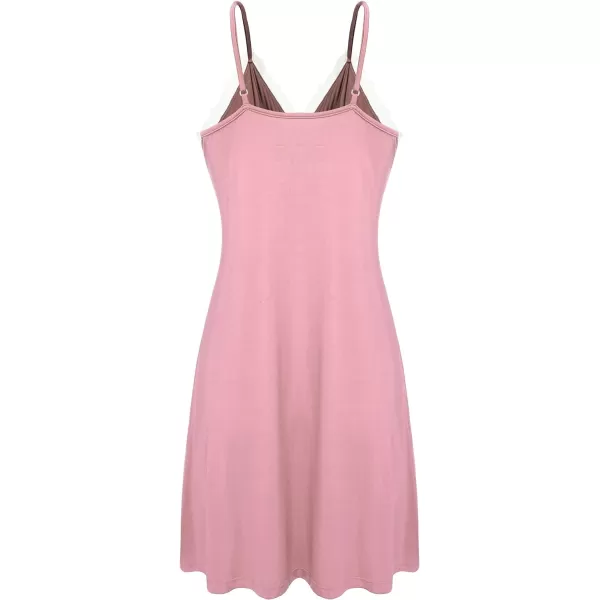 Ekouaer Sleepwear Womens Chemise Nightgown Full Slip Lace Lounge DressViscose Light Pink