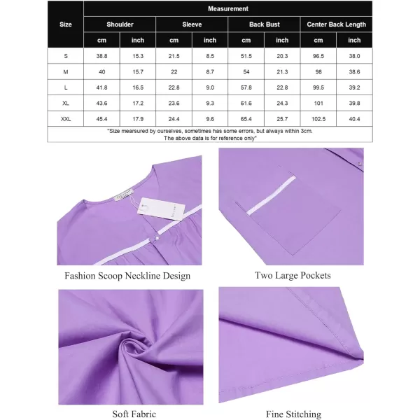 Ekouaer Sleepwear Womens Snap Front Nightgown Housecoat Cotton Duster Short Sleeve House DressRose Violet