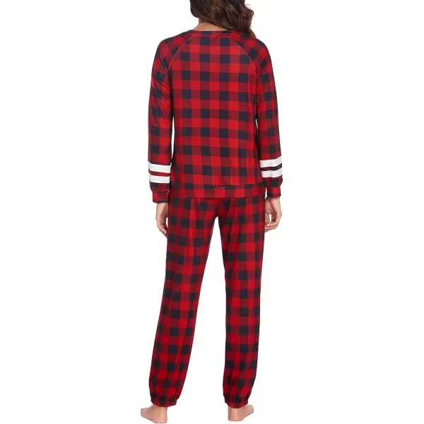 Ekouaer Sweatsuits Womens Loungewear Set Tracksuit Long Sleeve Pajamas Set with Pockets 2 Piece Outfits Lounge SetsClassic Black Red Plaid