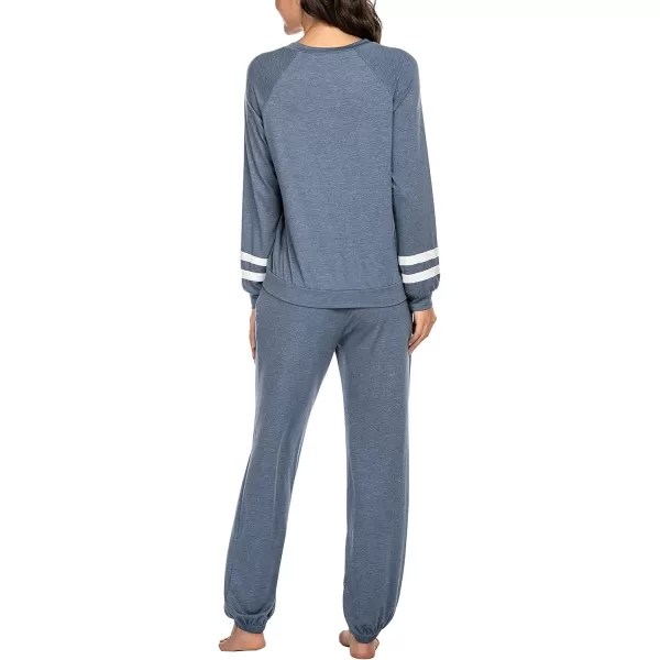 Ekouaer Sweatsuits Womens Loungewear Set Tracksuit Long Sleeve Pajamas Set with Pockets 2 Piece Outfits Lounge SetsClassic Blue Gray