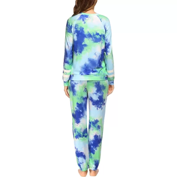 Ekouaer Sweatsuits Womens Loungewear Set Tracksuit Long Sleeve Pajamas Set with Pockets 2 Piece Outfits Lounge SetsClassic Blue Tie Dye