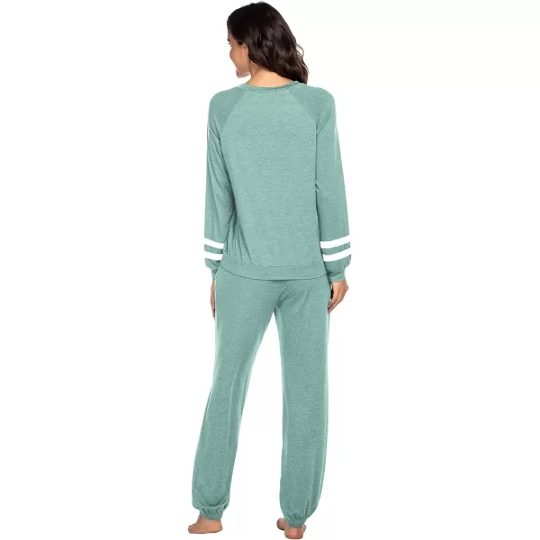 Ekouaer Sweatsuits Womens Loungewear Set Tracksuit Long Sleeve Pajamas Set with Pockets 2 Piece Outfits Lounge SetsClassic Cute Aqua Green