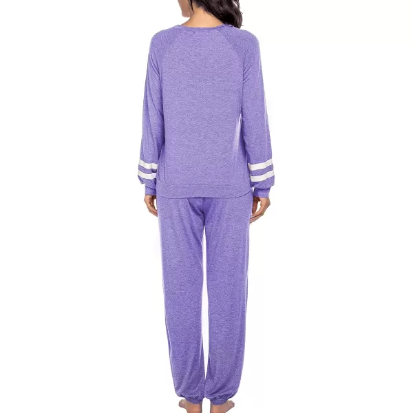 Ekouaer Sweatsuits Womens Loungewear Set Tracksuit Long Sleeve Pajamas Set with Pockets 2 Piece Outfits Lounge SetsClassic Lavender