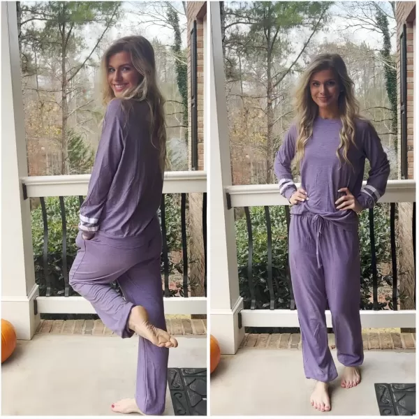 Ekouaer Sweatsuits Womens Loungewear Set Tracksuit Long Sleeve Pajamas Set with Pockets 2 Piece Outfits Lounge SetsClassic Lavender