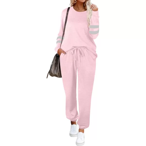 Ekouaer Sweatsuits Womens Loungewear Set Tracksuit Long Sleeve Pajamas Set with Pockets 2 Piece Outfits Lounge SetsClassic Pastel Pink