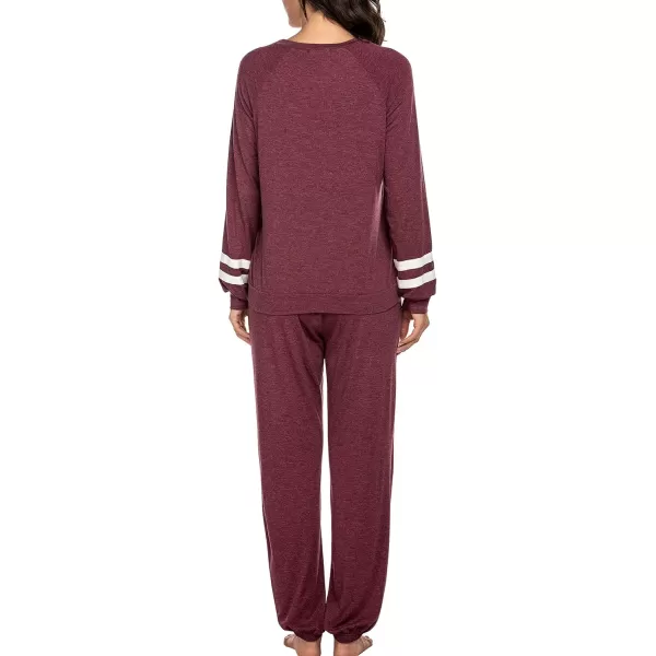 Ekouaer Sweatsuits Womens Loungewear Set Tracksuit Long Sleeve Pajamas Set with Pockets 2 Piece Outfits Lounge SetsClassic Wine Red Burgandy