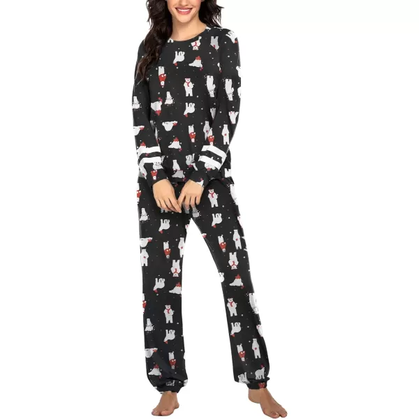 Ekouaer Sweatsuits Womens Loungewear Set Tracksuit Long Sleeve Pajamas Set with Pockets 2 Piece Outfits Lounge SetsMerry Christmas Christmas Black