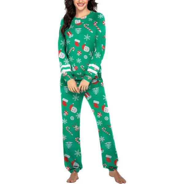 Ekouaer Sweatsuits Womens Loungewear Set Tracksuit Long Sleeve Pajamas Set with Pockets 2 Piece Outfits Lounge SetsMerry Christmas Christmas Green