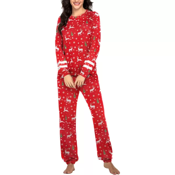 Ekouaer Sweatsuits Womens Loungewear Set Tracksuit Long Sleeve Pajamas Set with Pockets 2 Piece Outfits Lounge SetsMerry Christmas Christmas Red