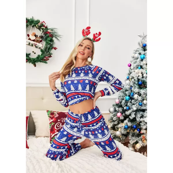 Ekouaer Sweatsuits Womens Loungewear Set Tracksuit Long Sleeve Pajamas Set with Pockets 2 Piece Outfits Lounge SetsMerry Christmas Christmas Snowman