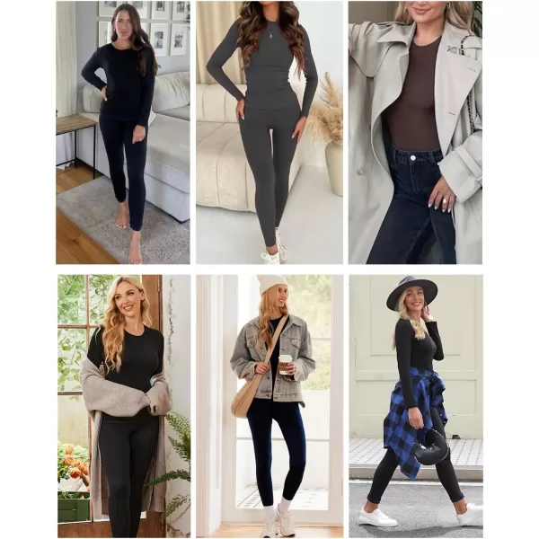 Ekouaer Thermal Underwear for Women Long Johns Sets Base Layer Lightweight 2 Pieces Pajams SetGrey