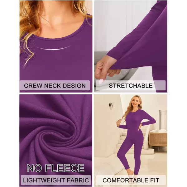 Ekouaer Thermal Underwear for Women Long Johns Sets Base Layer Lightweight 2 Pieces Pajams SetPurple