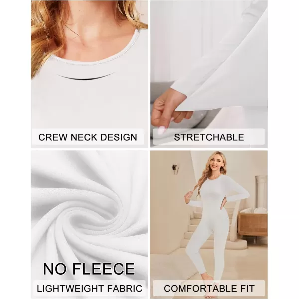 Ekouaer Thermal Underwear for Women Long Johns Sets Base Layer Lightweight 2 Pieces Pajams SetWhite