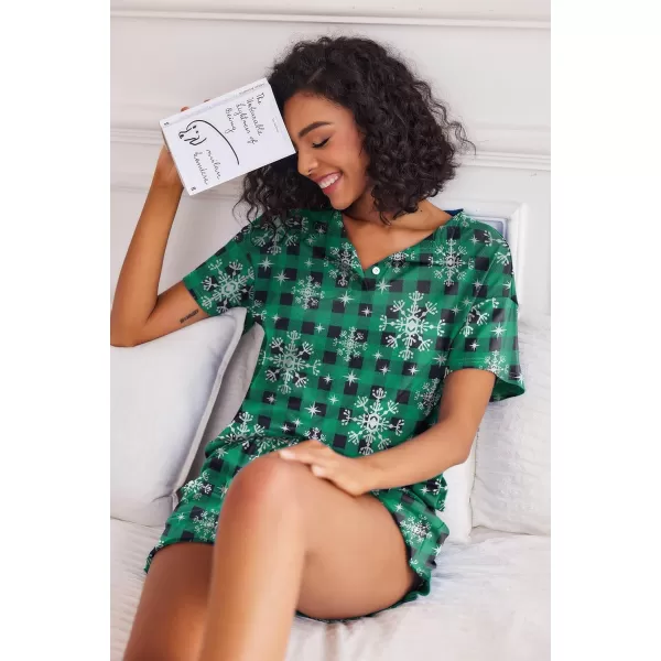 Ekouaer Tie Dye Pajamas Set Womens Loungewear Sleepwear 2 Piece PJ SetsChristmas Green Plaid