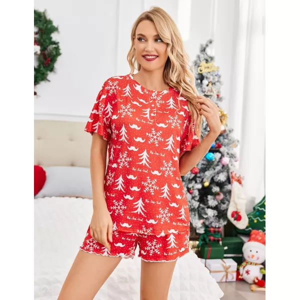 Ekouaer Tie Dye Pajamas Set Womens Loungewear Sleepwear 2 Piece PJ SetsChristmas Red