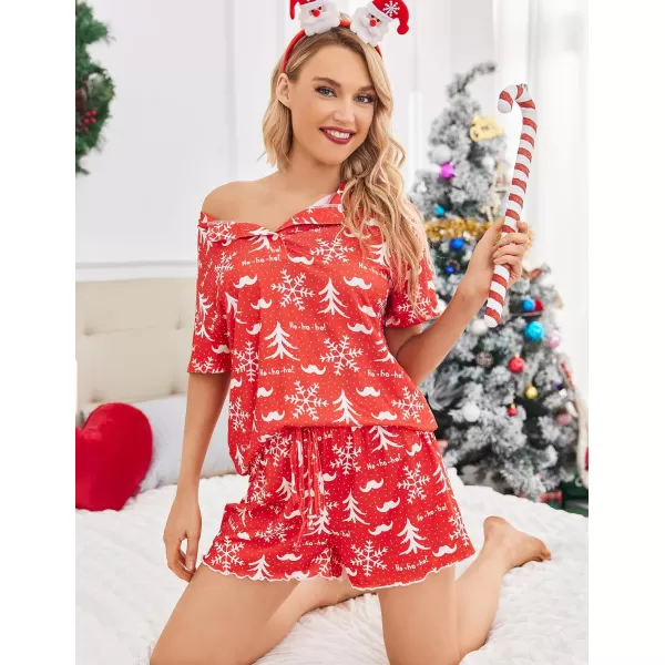 Ekouaer Tie Dye Pajamas Set Womens Loungewear Sleepwear 2 Piece PJ SetsChristmas Red