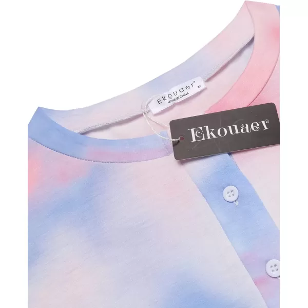 Ekouaer Tie Dye Pajamas Set Womens Loungewear Sleepwear 2 Piece PJ SetsCute 2