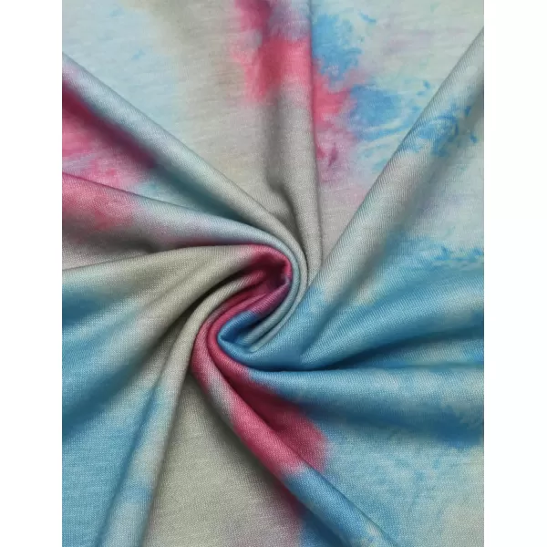 Ekouaer Tie Dye Pajamas Set Womens Loungewear Sleepwear 2 Piece PJ SetsTie Dye Blue Fuchsia Green