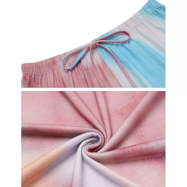 Ekouaer Tie Dye Pajamas Set Womens Loungewear Sleepwear 2 Piece PJ SetsTie Dye Blue Orange