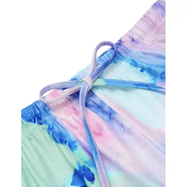 Ekouaer Tie Dye Pajamas Set Womens Loungewear Sleepwear 2 Piece PJ SetsTie Dye Blue Purple Green