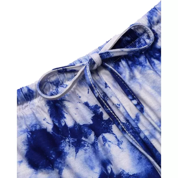 Ekouaer Tie Dye Pajamas Set Womens Loungewear Sleepwear 2 Piece PJ SetsTie Dye Blue White