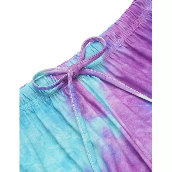 Ekouaer Tie Dye Pajamas Set Womens Loungewear Sleepwear 2 Piece PJ SetsTie Dye Blue and Purple