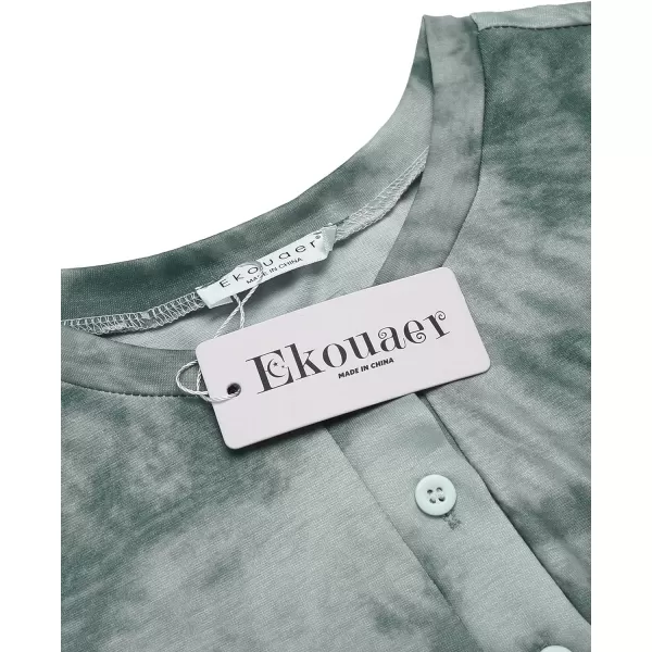 Ekouaer Tie Dye Pajamas Set Womens Loungewear Sleepwear 2 Piece PJ SetsTie Dye Dark Green