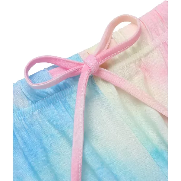 Ekouaer Tie Dye Pajamas Set Womens Loungewear Sleepwear 2 Piece PJ SetsTie Dye Light Blue