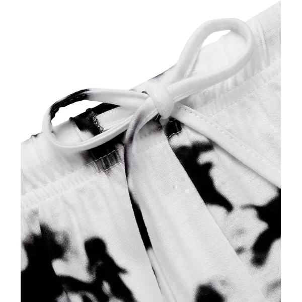 Ekouaer Tie Dye Pajamas Set Womens Loungewear Sleepwear 2 Piece PJ SetsTie Dye White Black