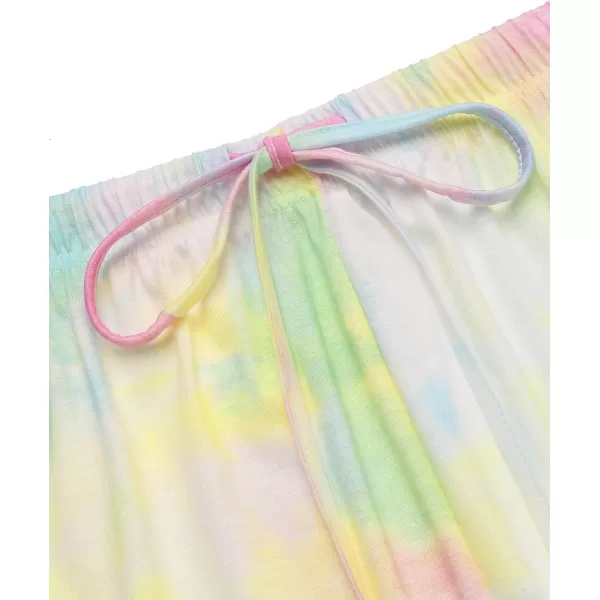 Ekouaer Tie Dye Pajamas Set Womens Loungewear Sleepwear 2 Piece PJ SetsTie Dye Yellow Pink