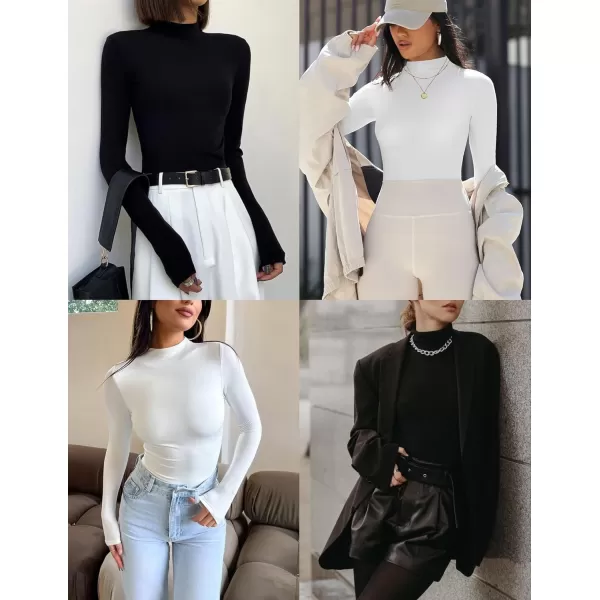 Ekouaer Turtleneck Shirt Women Long Sleeve Mock Neck Slim Fit Tops Thermal Base Layer Soft Lightweight Stretch UndershirtsBrown