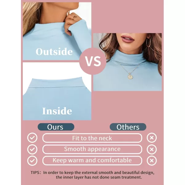 Ekouaer Turtleneck Shirt Women Long Sleeve Mock Neck Slim Fit Tops Thermal Base Layer Soft Lightweight Stretch UndershirtsBrown
