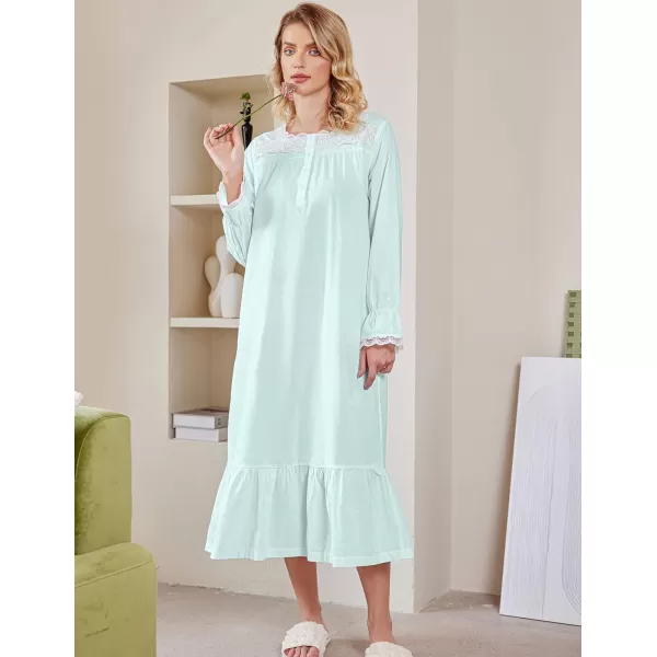 Ekouaer Victorian Nightgown Cotton Long Sleeve Vintage Old Fashioned Gown The Ring Costume for WomenBlue