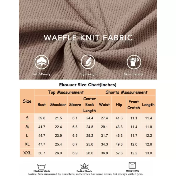 Ekouaer Waffle Knit Pajamas Set Womens Loungewear Short Sleeve Lounge Set 2 Piece PJ Sets SXXLIce Green