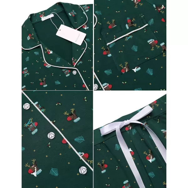 Ekouaer Women Classic Button Down Soft Short Pajamas SetApat10christmas Deer