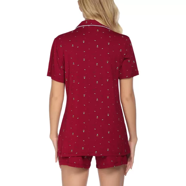Ekouaer Women Classic Button Down Soft Short Pajamas SetApat1christmas Tree