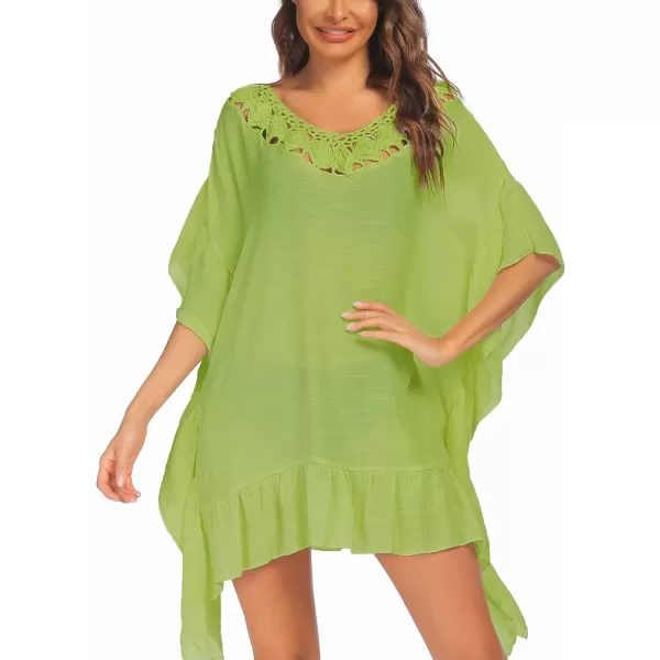 Ekouaer Women Crochet Neck Beach Cover UpFluorescent Green