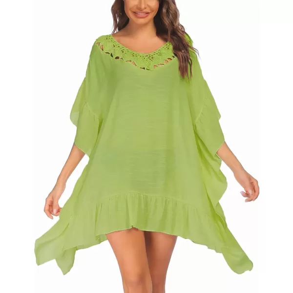 Ekouaer Women Crochet Neck Beach Cover UpFluorescent Green