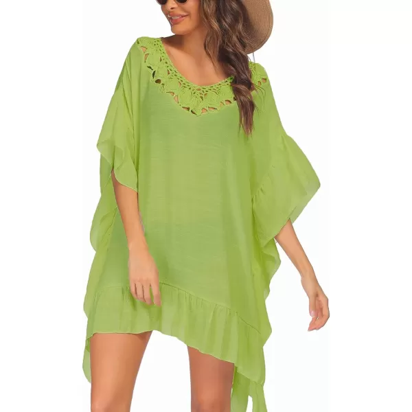 Ekouaer Women Crochet Neck Beach Cover UpFluorescent Green