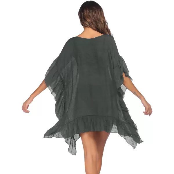 Ekouaer Women Crochet Neck Beach Cover UpGrey
