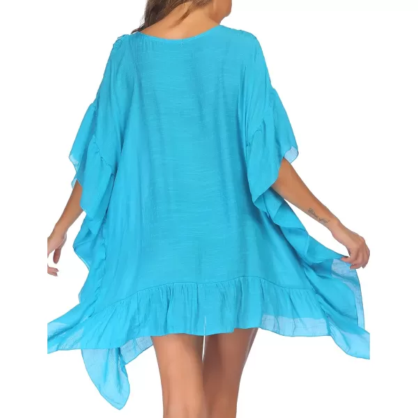 Ekouaer Women Crochet Neck Beach Cover UpPeacock Blue