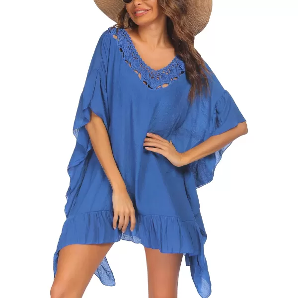 Ekouaer Women Crochet Neck Beach Cover UpSnorkel Blue