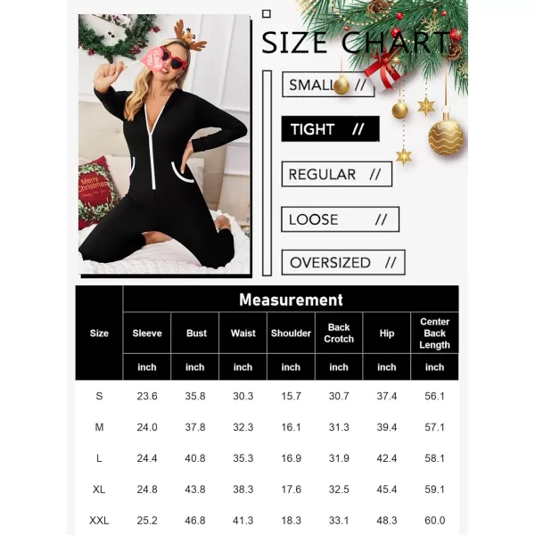 Ekouaer Women Hooded Jumpsuit Long Sleeve Onesies Zip Up One Piece Pajamas Novelty Sleepwear for WomenDblack