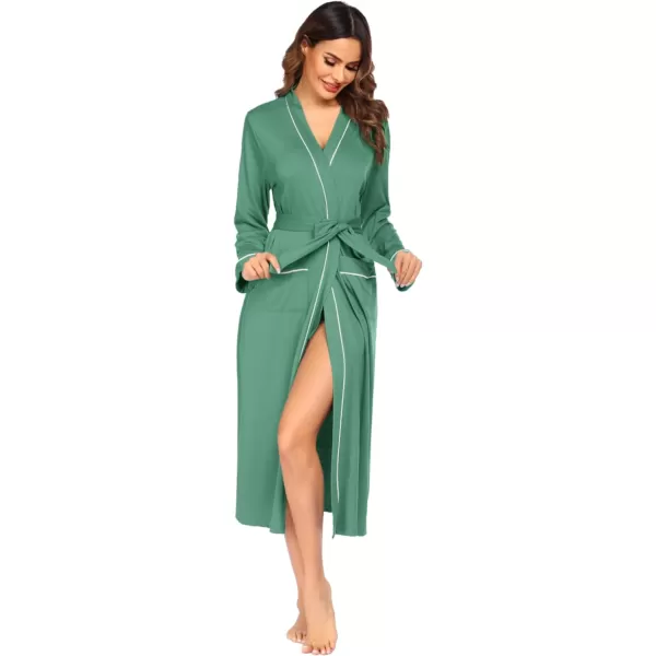 Ekouaer Women Kimono Robes Full Length Knit Bathrobe Lightweight Soft Sleepwear Vneck Casual Ladies Loungewear SXXLCeladon Green